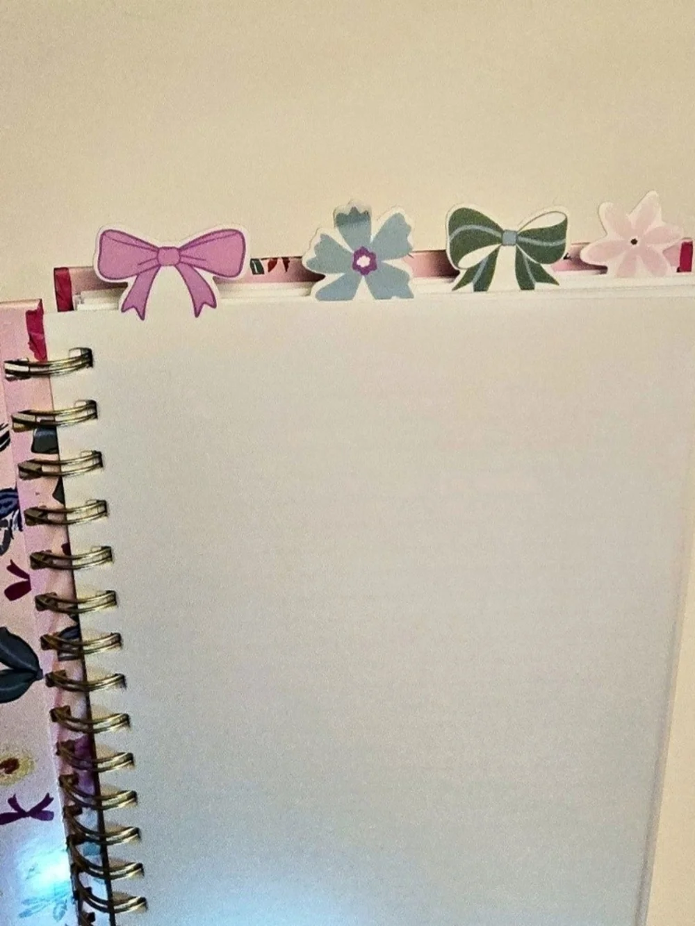 NEW Floral Bows Spiral Notebook w/ Pink Flower Pen Set Coquette